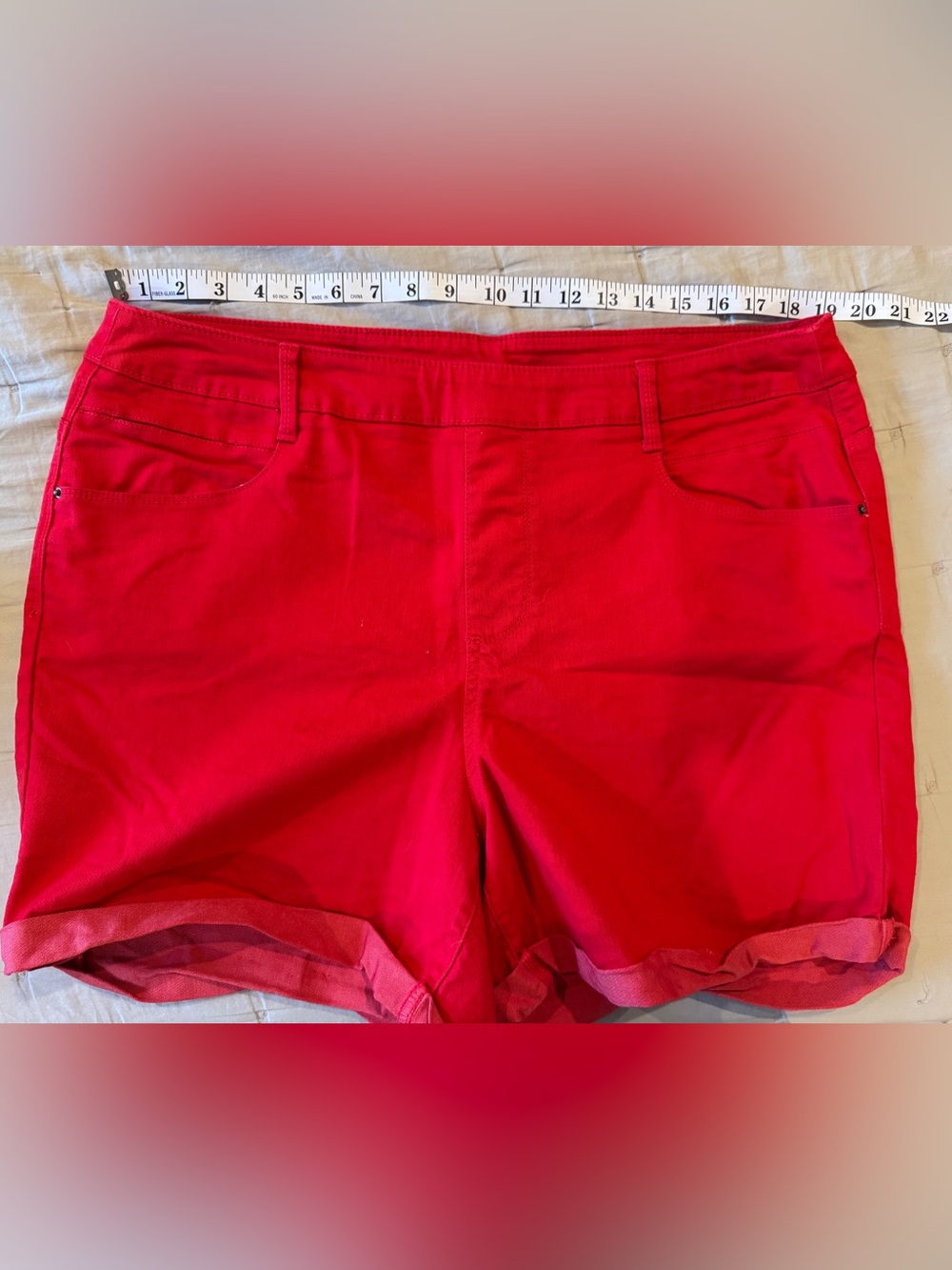 Time and Tru Red Women's High Waisted Shorts